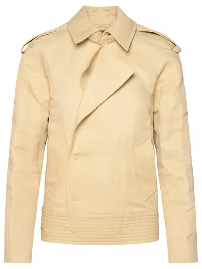Burberry Canvas Trench Jacket In Oat