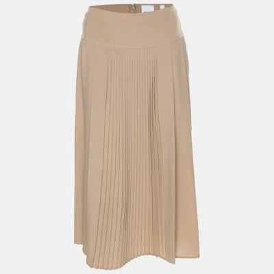 Pre-owned Burberry Beige Pleated Chiffon Midi Skirt Xs