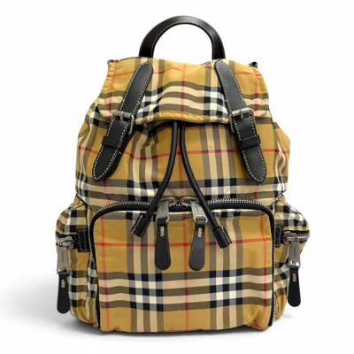 Pre-owned Burberry Beige Polyamide Leather Backpack ()