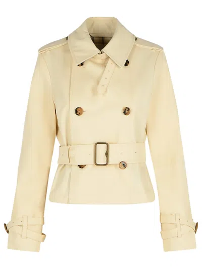 Burberry Beige Polyester Blend Jacket Women In Nude