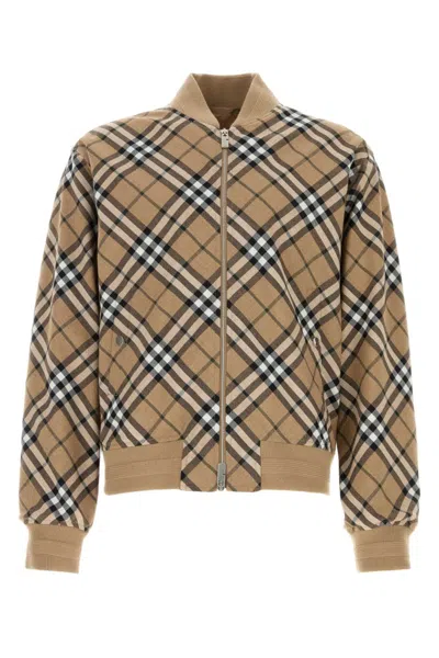 BURBERRY BEIGE PRINTED BOMBER JACKET