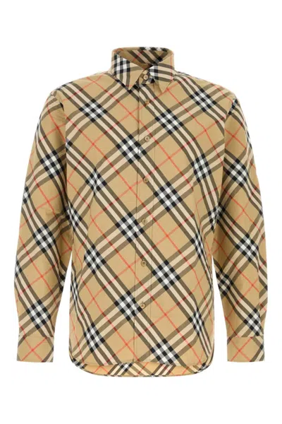 BURBERRY BEIGE PRINTED POPLIN SHIRT