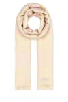 Burberry Striped Print Wool Blend Scarf In Beige