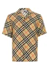 Burberry Short-sleeved Check Pattern Shirt With Button-down Collar In Multicolor