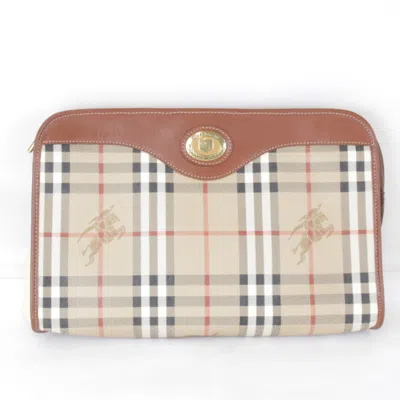 Pre-owned Burberry Beige Pvc Clutch Bag () In Sand