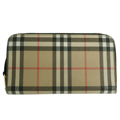 Pre-owned Burberry Beige Pvc Leather Long Wallet (bi-fold) ()