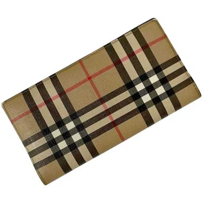 Pre-owned Burberry Beige Pvc Leather Long Wallet (bi-fold) ()