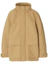 Burberry Check Hood Quilted Nylon Jacket In Beige