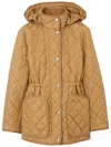 Burberry Diamond-quilted Hooded Jacket In Beige