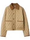 Burberry Oldham Beige Quilted Jacket With Corduroy Collar In Tech Fabric Woman In Neutral