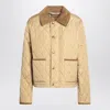 Burberry Oldham Beige Quilted Jacket With Corduroy Collar In Tech Fabric Woman In Neutral