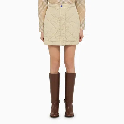 Burberry Beige Quilted Nylon Mini Skirt For Women