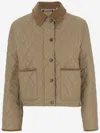 Burberry Oldham Beige Quilted Jacket With Corduroy Collar In Tech Fabric Woman In Brown