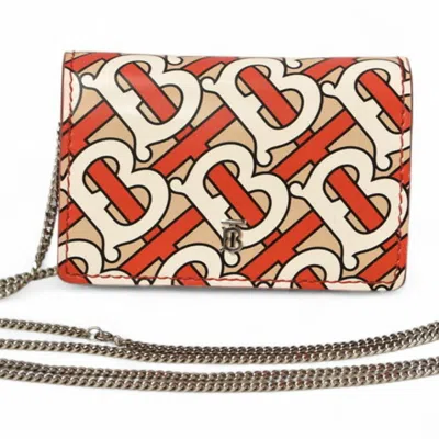 Pre-owned Burberry Beige Red Color Leather Coin Purse/coin Case () In Multi