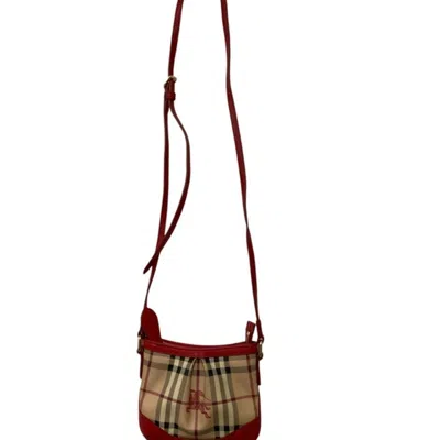 Pre-owned Burberry Beige Red Color Pvc Leather Shoulder Bag ()