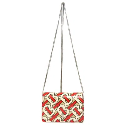 Pre-owned Burberry Beige Red Color White Pvc Wallet (bi-fold) () In Beige, Red Color, White