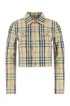 Burberry Cropped Checkered Jacket For In Beige