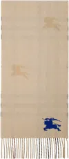 Burberry Beige Reversible Ekd Check Cashmere Scarf