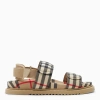 BURBERRY BEIGE SANDAL WITH CHECK PATTERN