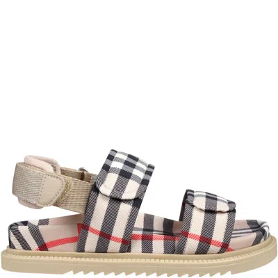 BURBERRY BEIGE SANDALS FOR KIDS WITH VINTAGE CHECK