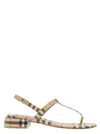 Burberry Emily Check Slingback Thong Sandals In Archive Beige