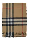 Burberry Beige Scarf With Check Print In Cashmere Woman