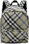 Burberry Shield Backpack Checkered Front Pocket In Lichen