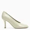 Burberry Beige Shiny Lambskin Pumps With Quilted Insole In White