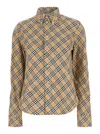 Burberry Beige Oversize Shirt With All-over Check Motiv In Cotton Woman In Neutral