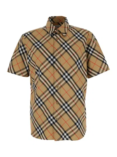 BURBERRY BURBERRY BEIGE SHIRT WITH CHECK MOTIF