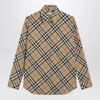 Burberry Beige Shirt With Check Pattern In Multi
