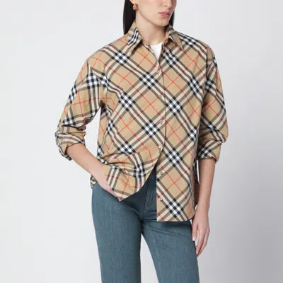 Burberry Beige Shirt With Check Pattern In Neutral