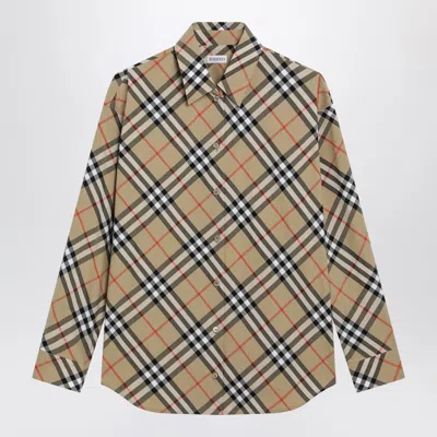 Burberry Beige Shirt With Check Pattern In Neutral