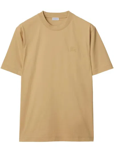 BURBERRY BURBERRY  BEIGE SHORT-SLEEVED T-SHIRT WITH EKD PRINT