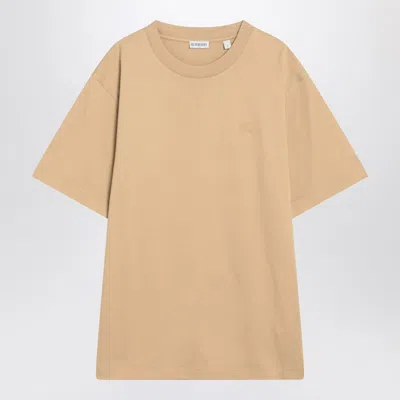 BURBERRY BURBERRY BEIGE SHORT-SLEEVED T-SHIRT WITH EKD PRINT MEN