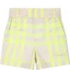BURBERRY BEIGE SHORTS FOR BABY BOY WITH CHECKS