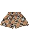 BURBERRY BEIGE SHORTS FOR BABY GIRL WITH ICONIC ALL-OVER VINTAGE CHECK