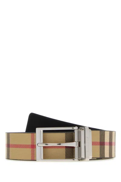 Burberry Beige Signature Checks Belt In Brown