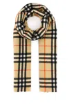 Burberry Women Embroidered Cashmere Blend Scarf In Beige