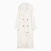 BURBERRY BURBERRY BEIGE SILK DOUBLE BREASTED TRENCH COAT