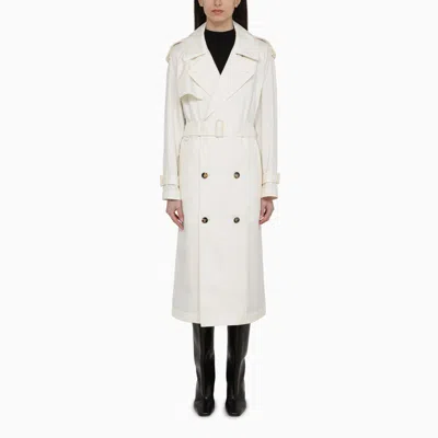 Burberry Beige Silk Double-breasted Trench Coat
