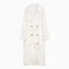 BURBERRY BURBERRY BEIGE SILK DOUBLE-BREASTED TRENCH COAT WOMEN