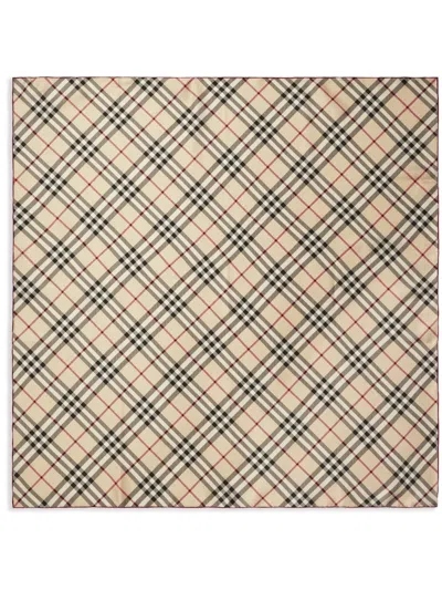 Burberry Checked Silk Scarf In Neutrals