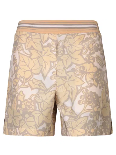 BURBERRY BEIGE SILK SHORTS WITH PRINT