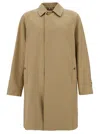 Burberry Beige Single-breasted Trench Coat With Concealed Closure In Gabardine Man