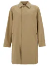 Burberry Beige Single-breasted Trench Coat With Concealed Closure In Gabardine Man In Multicolor