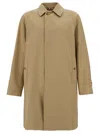Burberry Beige Single-breasted Trench Coat With Concealed Closure In Gabardine Man In Beige