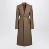 Burberry Beige Single-breasted Wool Coat In Grey