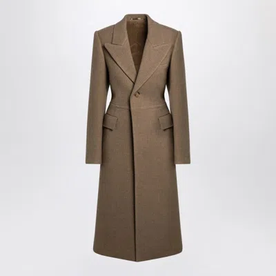 BURBERRY BEIGE SINGLE-BREASTED WOOL COAT