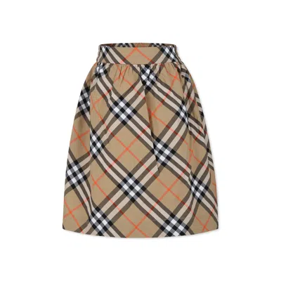 Burberry Kids' Beige Skirt For Girl With Vintage Check